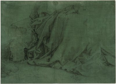 Draktstudie av en kvinne som sitter på en steinbenk av Albrecht Dürer