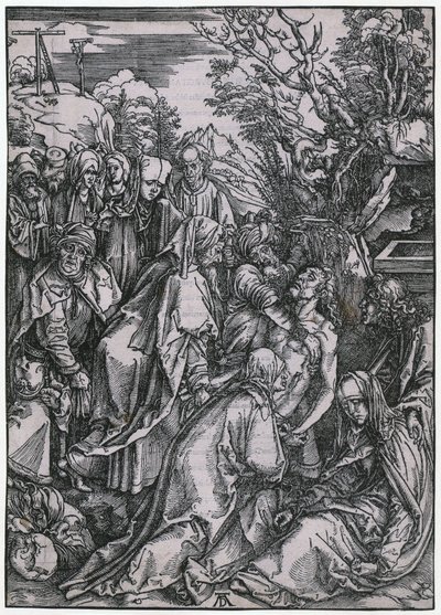 Kristi gravleggelse, blad 10 i serien «Den store pasjonen» av Albrecht Dürer