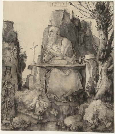 Saint Hieronymus ved siden av selje. 1512 av Albrecht Dürer