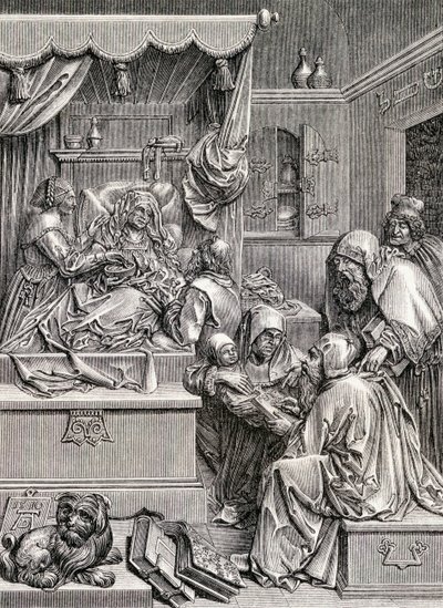 High Relief Sculpture of the Birth of St John, 1855 av Albrecht Dürer