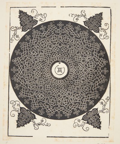 Interlaced Cord Mønster med hvit medaljong av Albrecht Dürer