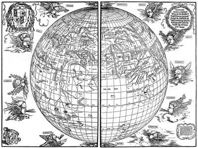 Johannes Stabius kart over verden, 1515, 1936 av Albrecht Dürer