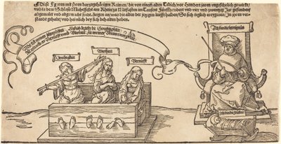 Rettferdighet, sannhet og fornuft i aksjene med den sittende dommeren og sovende fromhet av Albrecht Dürer