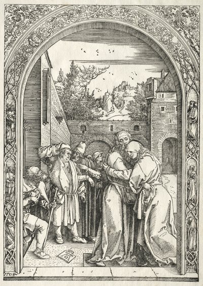 Jomfruens liv: Joachim og Anna omfavner under Golden Gate av Albrecht Dürer
