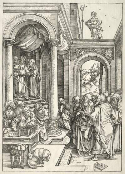 Jomfruens liv: Presentasjon av den unge jomfruen i tempelet, 1504-1505. av Albrecht Dürer