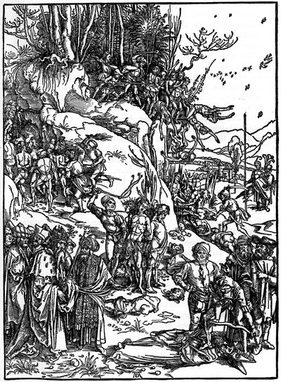 De ti tusen kristnes martyrium på Ararat-fjellet, 1495-1497, 1936 av Albrecht Dürer