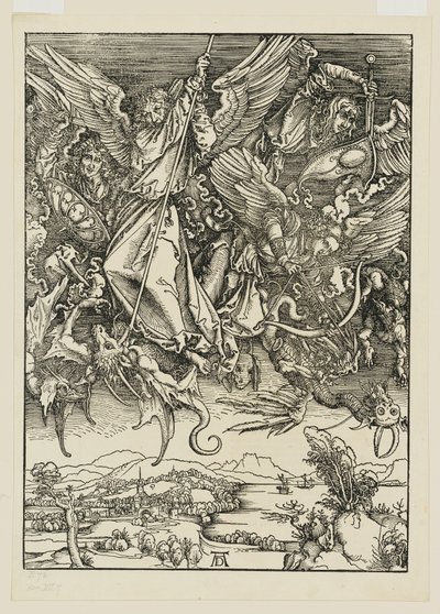 Mikael og hans engler kjemper mot dragen av Albrecht Dürer