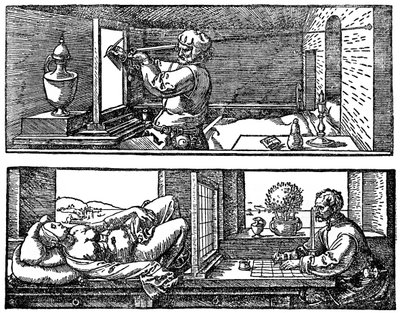 Perspektivmaskin, 1525, 1936 av Albrecht Dürer