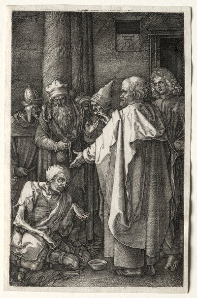 Peter og Johannes helbreder den krøplingen ved tempelporten av Albrecht Dürer