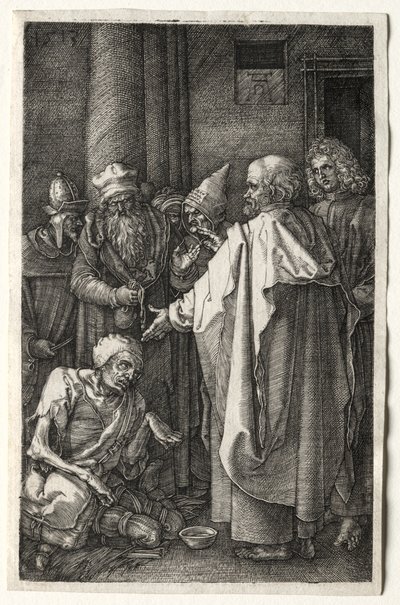 Peter og Johannes helbreder den krøplingen ved tempelporten, 1512. av Albrecht Dürer
