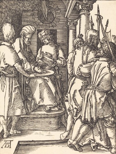 Pilatus vasker hendene, sannsynligvis ca. 15091510. av Albrecht Dürer