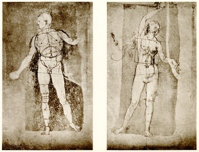 Proporsjonsstudie om Adam og Eva av Albrecht Dürer