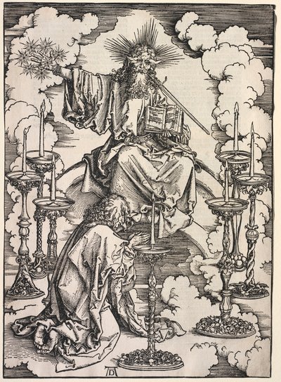 Johannes åpenbaring: Johannes ser de syv lysestakene, 1511. av Albrecht Dürer