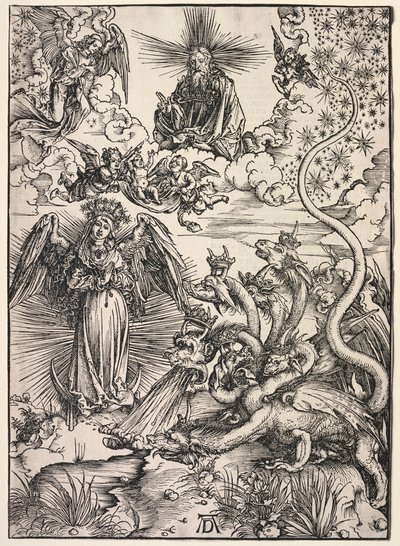 Johannes åpenbaring: Kvinnen kledd med solen, 1511. av Albrecht Dürer