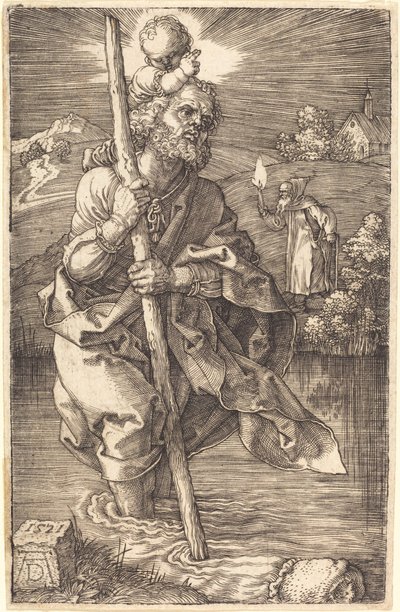 Saint Christopher vender mot høyre av Albrecht Dürer