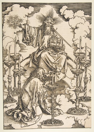 Saint John Beholding the Seven Golden Candlesticks, fra The Apocalypse.n.d. av Albrecht Dürer