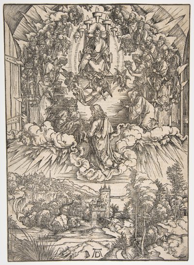 Saint John før Gud og de eldste, fra The Apocalypse.n.d. av Albrecht Dürer