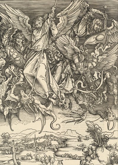 Saint Michael Fighting the Dragon, 1498. av Albrecht Dürer