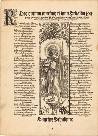 Saint Sebaldus står på en søyle av Albrecht Dürer