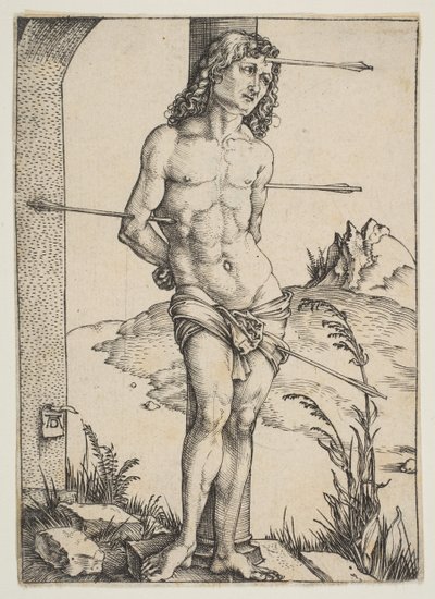 Saint Sebastian bundet til søylen, ca. 1499. av Albrecht Dürer