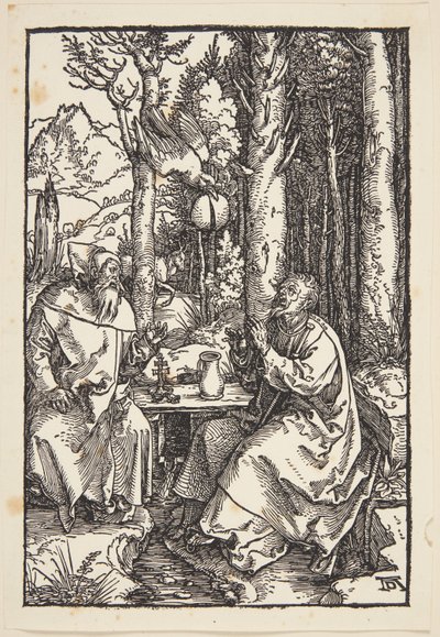 St. Anthony besøker St. Paul i villmarken av Albrecht Dürer