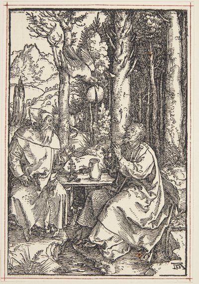 St. Anthony besøker St. Paul i villmarken av Albrecht Dürer