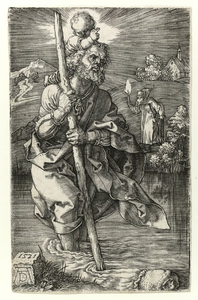 St Christopher mot høyre, 1521 av Albrecht Dürer