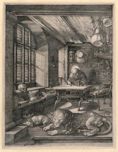St. Hieronymus i sin studie av Albrecht Dürer