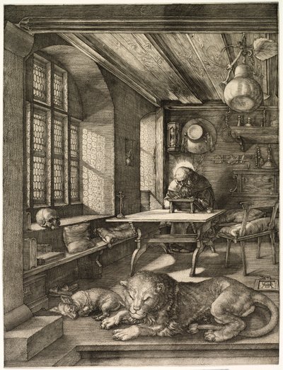 St. Hieronymus i sin studie av Albrecht Dürer