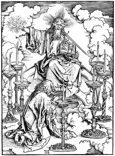 St Johns Vision of Christ and the Seven Candlesticks From The Apocalypse, ca. 1497 av Albrecht Dürer