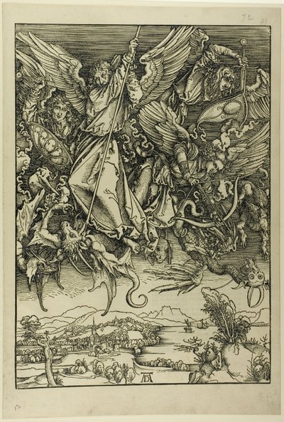 St. Michael Fighting the Dragon, fra The Apocalypse av Albrecht Dürer