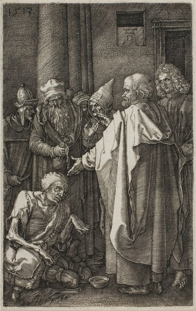 St. Peter og St. John Healing the Cripple, fra The Engraved Passion av Albrecht Dürer