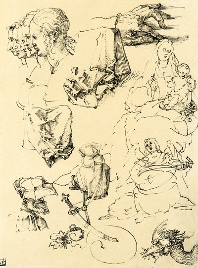 Studieark med ulike design av Albrecht Dürer