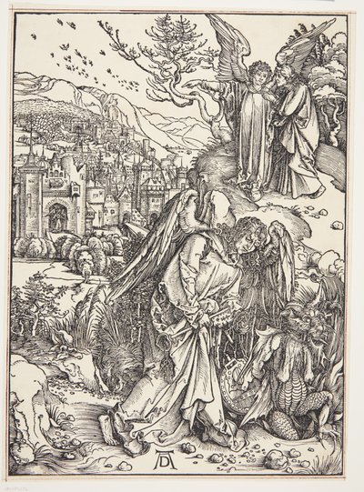 Engelen som viser St. Johannes det nye Jerusalem av Albrecht Dürer