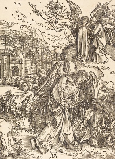 Engelen med nøkkelen til den bunnløse gropen, 1498. av Albrecht Dürer