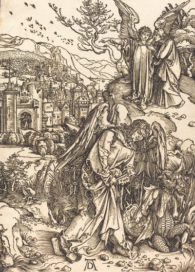 Engelen med nøkkelen til den bunnløse gropen, sannsynligvis ca. 14961498. av Albrecht Dürer