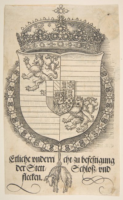 Våpene til Ferdinand I, konge av Ungarn og Böhmen.n.d. av Albrecht Dürer