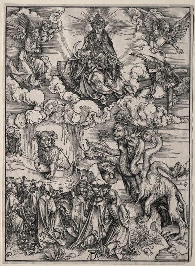 Udyret med syv hoder og udyret med lammehorn. av Albrecht Dürer