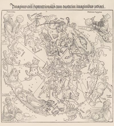 Det himmelske kartet - den nordlige halvkule, 1515., 1515. av Albrecht Dürer