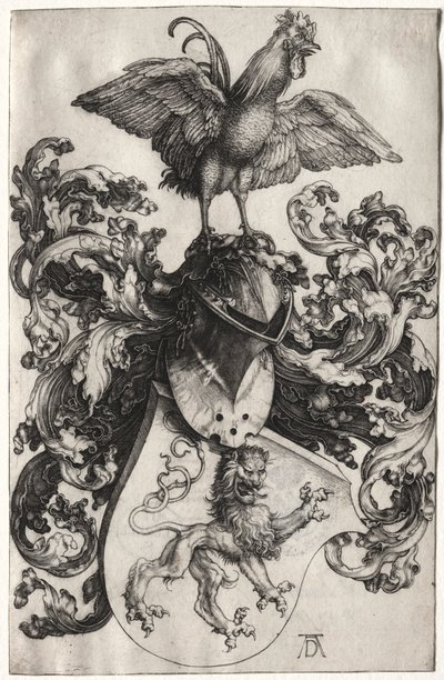 Våpenskjoldet med en løve og hane av Albrecht Dürer