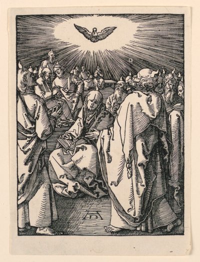 Den hellige ånds nedstigning (Pinsen), fra The Little Passion-serien av Albrecht Dürer