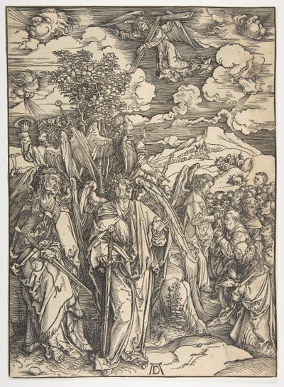 The Four Angels Holding the Winds, fra The Apocalypse, tysk utgave, 1498, ca. 1498. av Albrecht Dürer