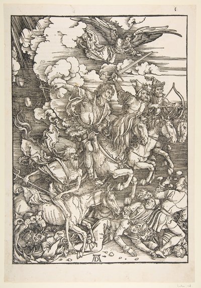 The Four Horsemen, fra The Apocalypse, Latin Edition, 1511, ca. 1511. av Albrecht Dürer