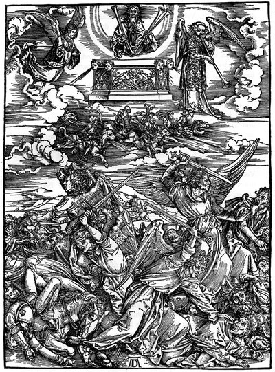 De fire hevngjerrige englene, 1498, 1936 av Albrecht Dürer