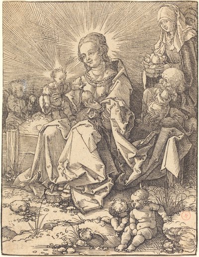 Den hellige familie på en gresskledd benk av Albrecht Dürer