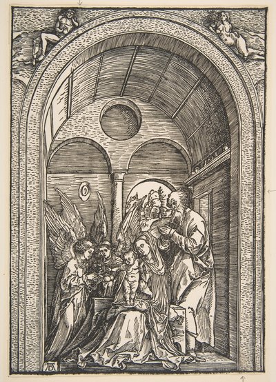 Den hellige familie med to engler i en hvelvet sal, ca. 1503. av Albrecht Dürer
