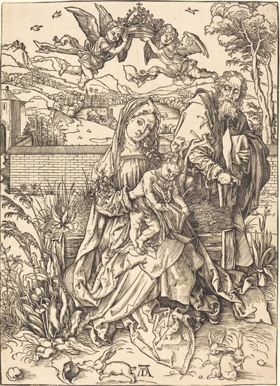 Den hellige familie med de tre harene av Albrecht Dürer