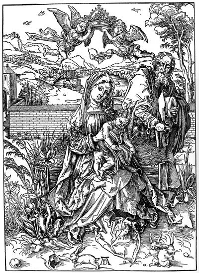 Den hellige familie med de tre harene, 1497, 1936 av Albrecht Dürer