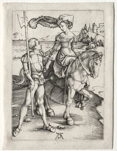 The Lady Riding and the Landsknecht, ca. 1497. av Albrecht Dürer