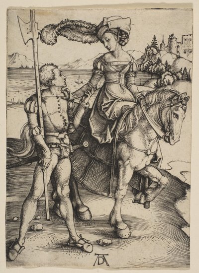 The Lady on Horseback og Lansquenet, ca. 1497. av Albrecht Dürer